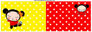 Pucca: Imprimibles Gratis para Fiestas. Banderitas o toppers para cupcakes o para poner en la comida