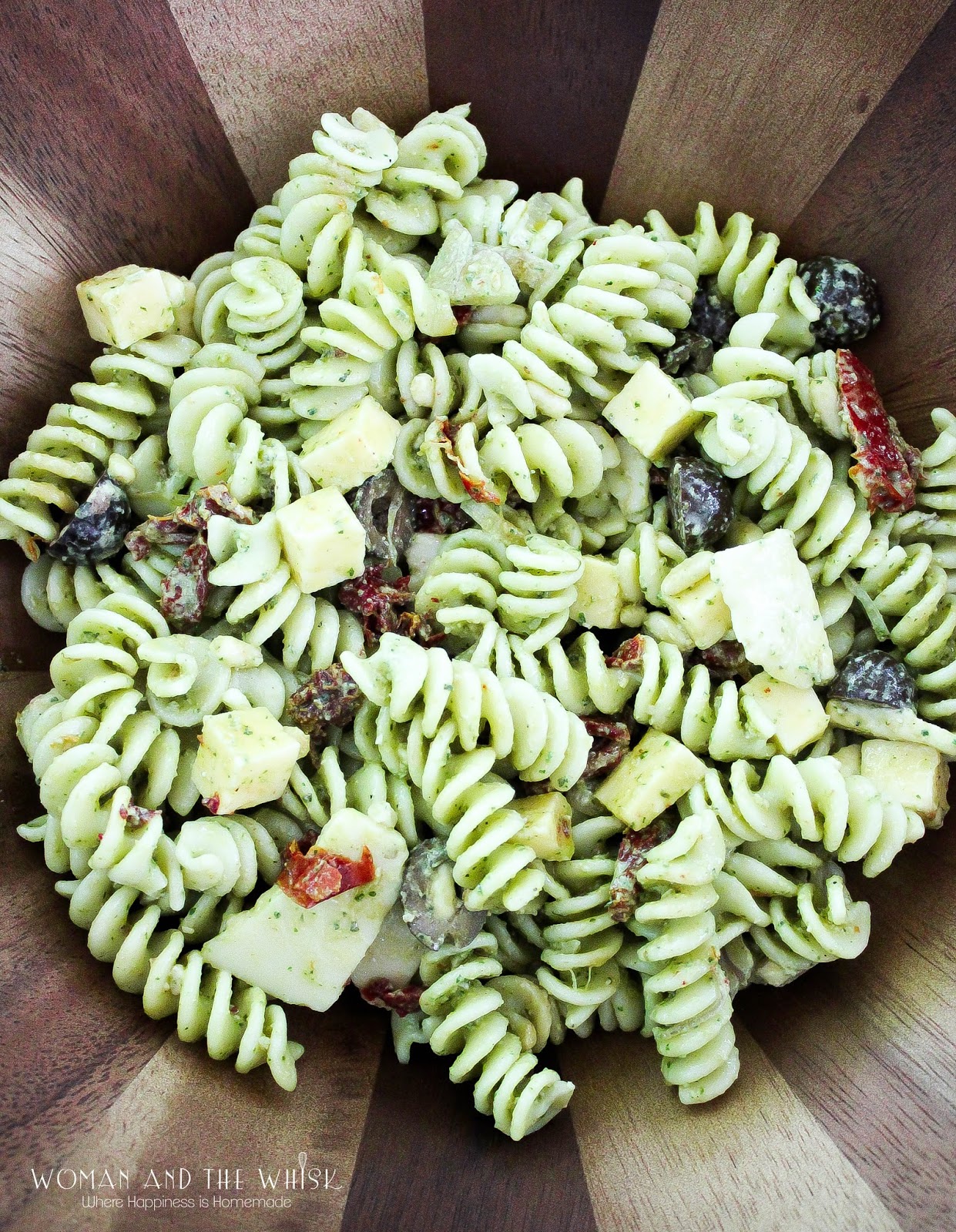 Woman and the Whisk Fusilli Pasta Salad With A Basil Pesto Aioli