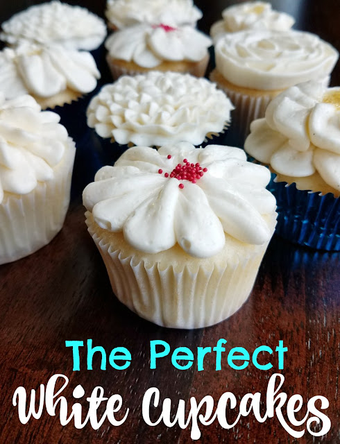 Fluffy white cupcakes are made perfect with a cake mix and a lot of add ins to make them special. They are the perfect texture, flavor and will quickly become your favorites as well!