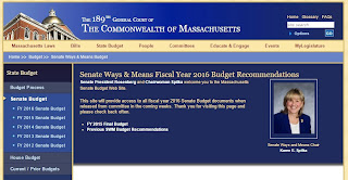 screen grab of  Senate Ways and Means web page