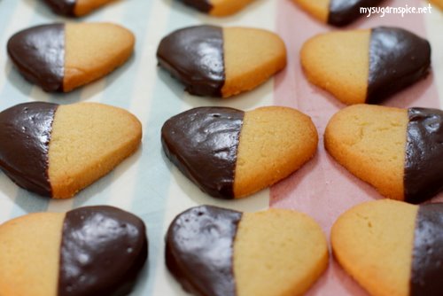 Heart Shape biscuits with chocolate