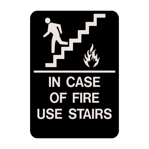 Use of fire. Знак &quot;in case of fire…&quot;.