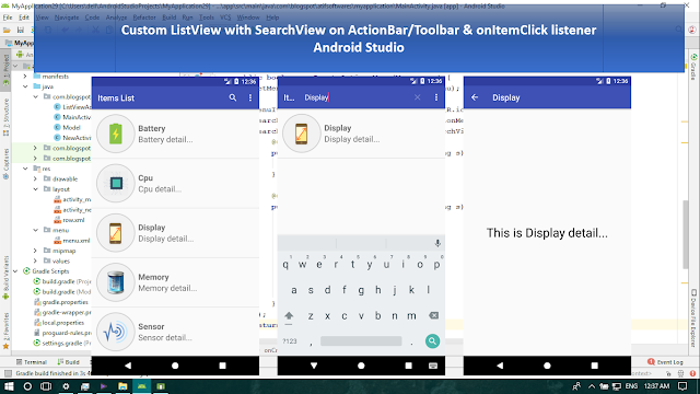 Custom ListView with SearchView on ActionBar/Toolbar & onItemClick listener - Android Studio