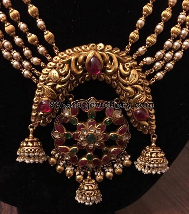 Pearls and Beads Set with Jhumka Pendant