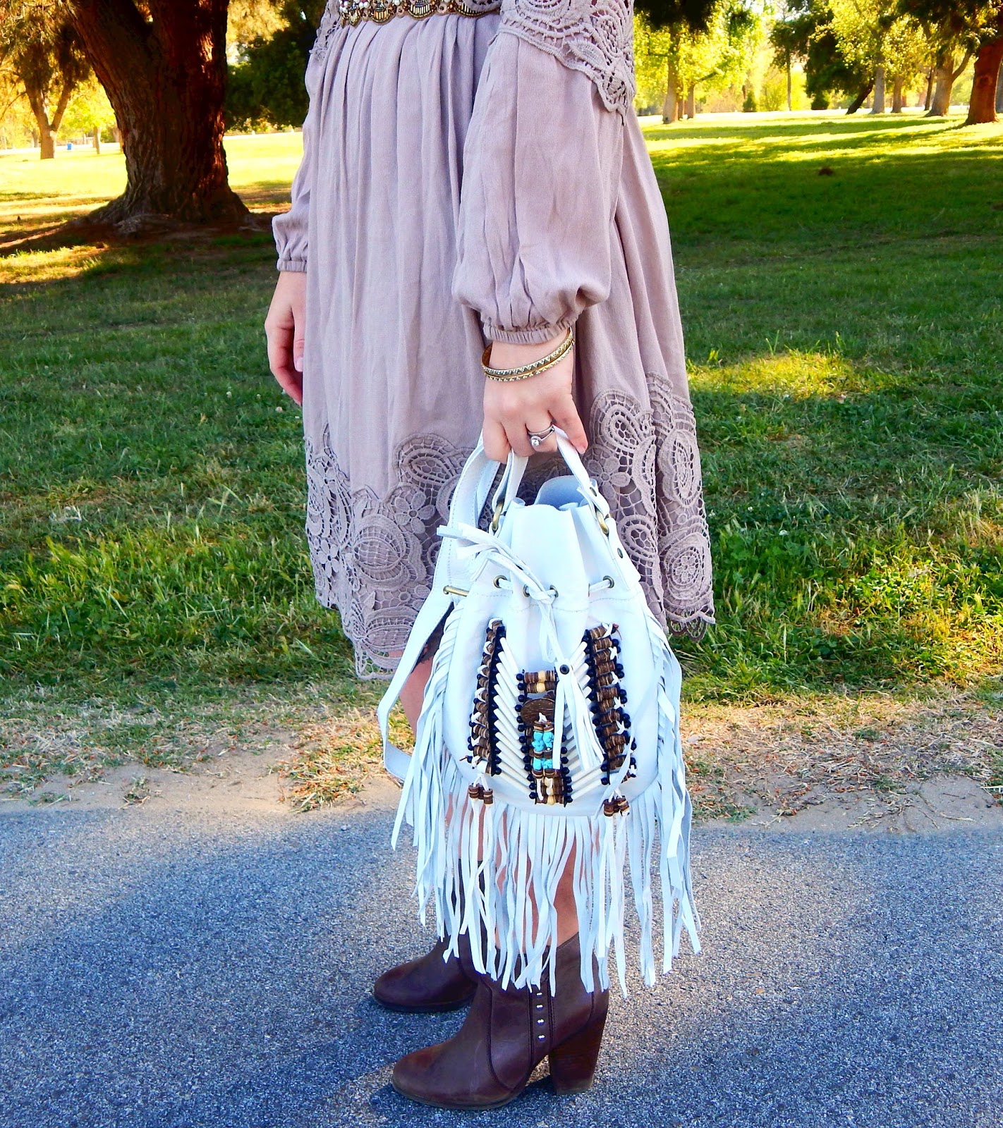 My Favorite White Boho Fringe Bag - Lizzie in Lace