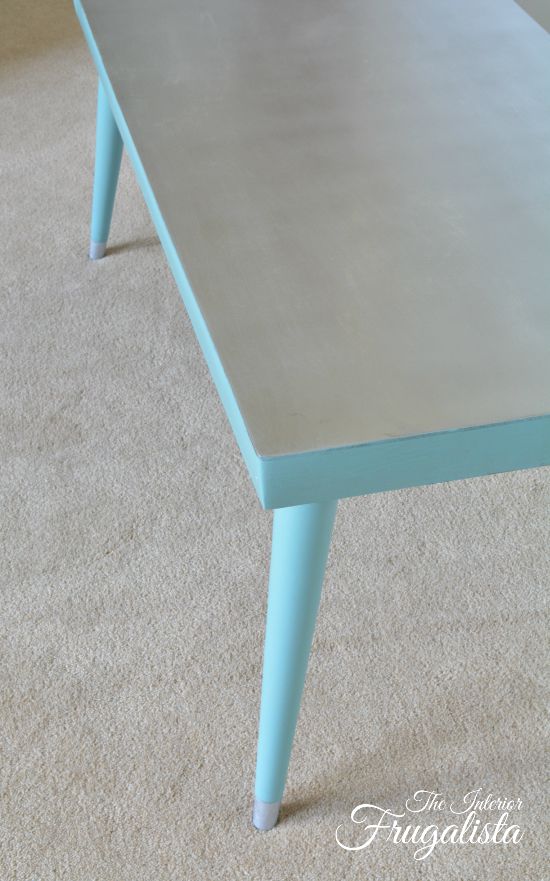 Mid Century Modern Coffee Table with faux tin top