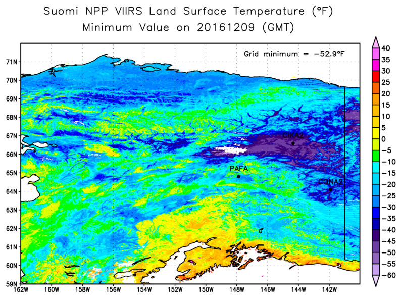 Deep Cold Alaska Weather & Climate River Ice, Satellite Data, and