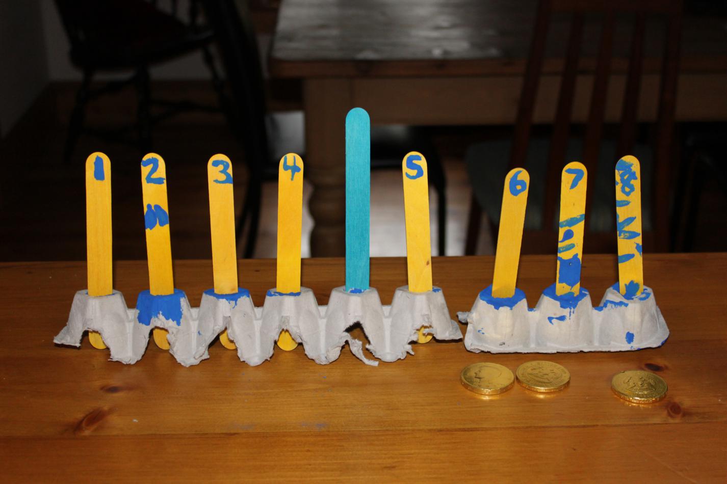 Z is for Zel Egg Carton Menorah