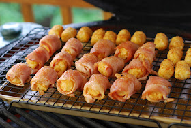 bacon wrapped tater tots, kamado appetizer, 