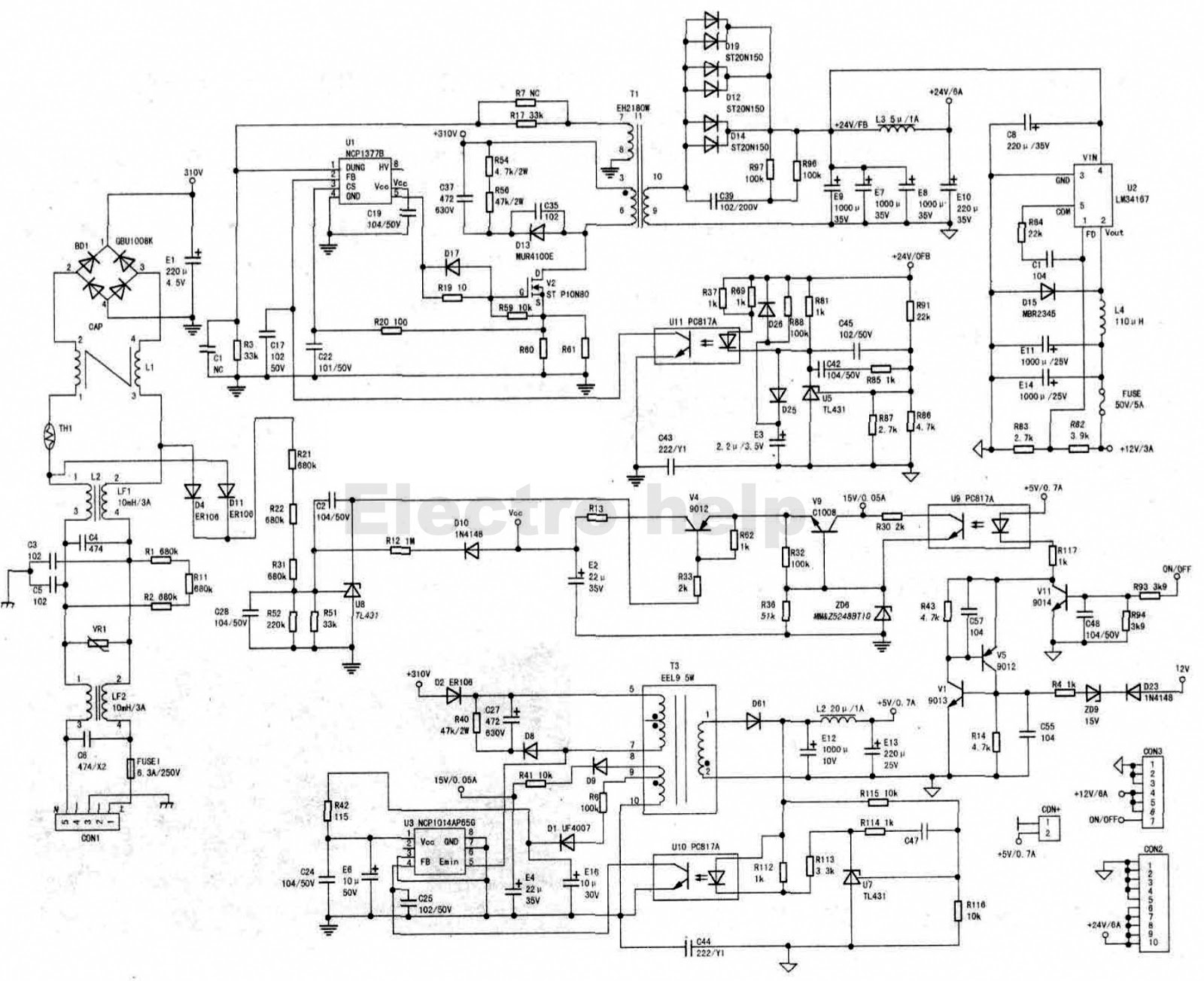 Schematic Diagrams: DPS 186CP-1 Universal LCD TV Power board Circuit