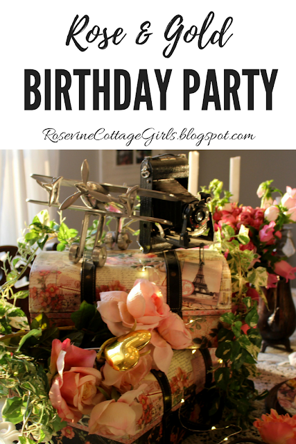 #RoseAndGold #Birthday #Party #Decorating #Event #Cottage #ShabbyChic #Vintage #21stBirthday #Decorations #Pink