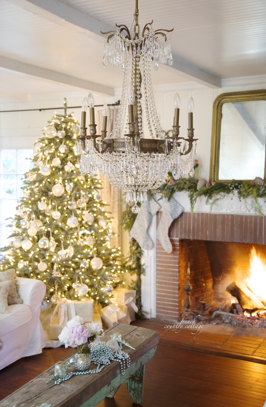 White & French Blue Christmas Tree | French Country Cottage | Bloglovin’