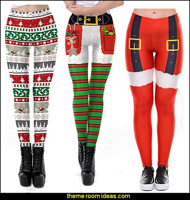 Christma Stretch Footless Leggings   ugly sweaters - Christmas ugly sweaters  - decorate yourself - womens ugly sweaters - ugly mens sweaters - embellished ugly sweaters - fun sweaters - novelty sweaters - Christmas party sweaters - quirky party sweaters - Christmas party hats - peppermint candy cane Leggings -
