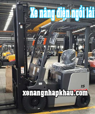 xe nâng điện 1500kg nâng cao 3 m mới và cũ ,đứng lái