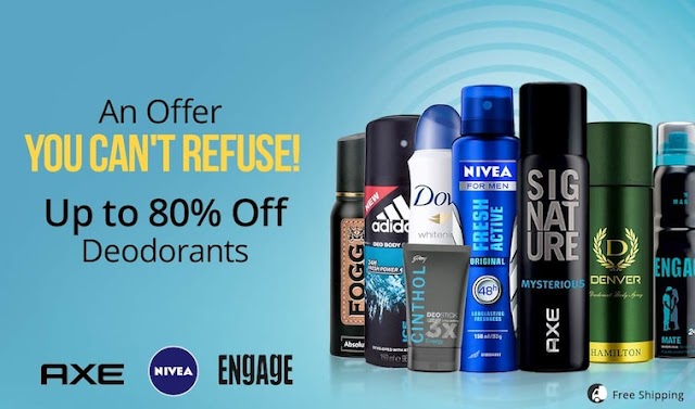 80% off on deodorants with free shipping for limited period offer on paytm