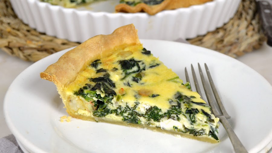 Quiche de espinacas y gambas