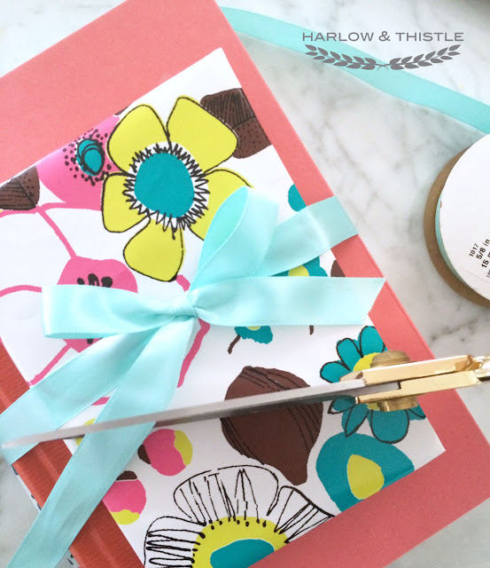 DIY Wrapping Paper Book Cover Harlow & Thistle Home Design