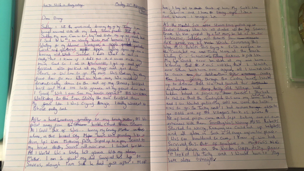 Gateway Transition World War II Diary Writing in Miss Cornell's class
