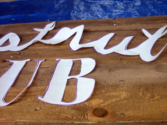 Here is a close-up of the stencil for the text on my DIY pallet sign