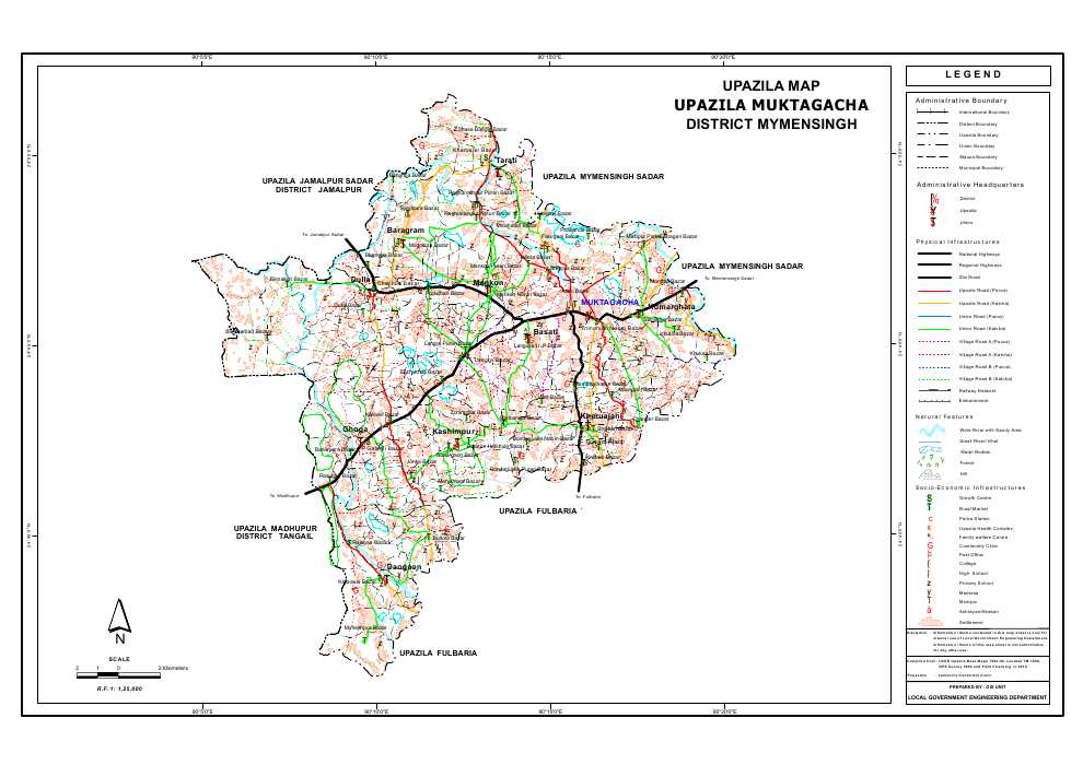 Muktagacha Upazila Map Mymensingh District Bangladesh