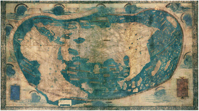 Foto di un'antica mappa del mondo