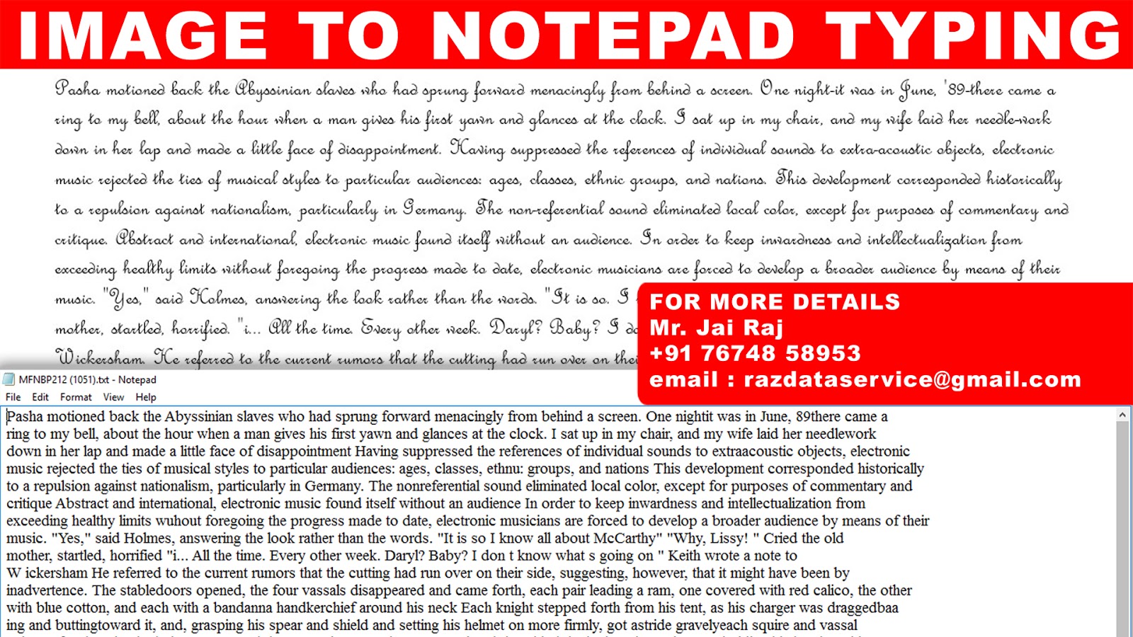 IMAGE TO NOTEPADTEXT CONVERSIONTYPING SERVICE IMAGE TO NOTEPADTEXT