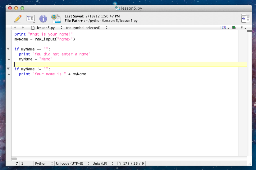 Getting Started with Python: Lesson 5 - Input and If