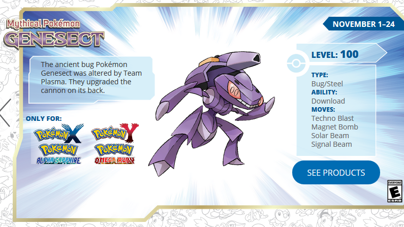 Distribuição de Genesect Começou