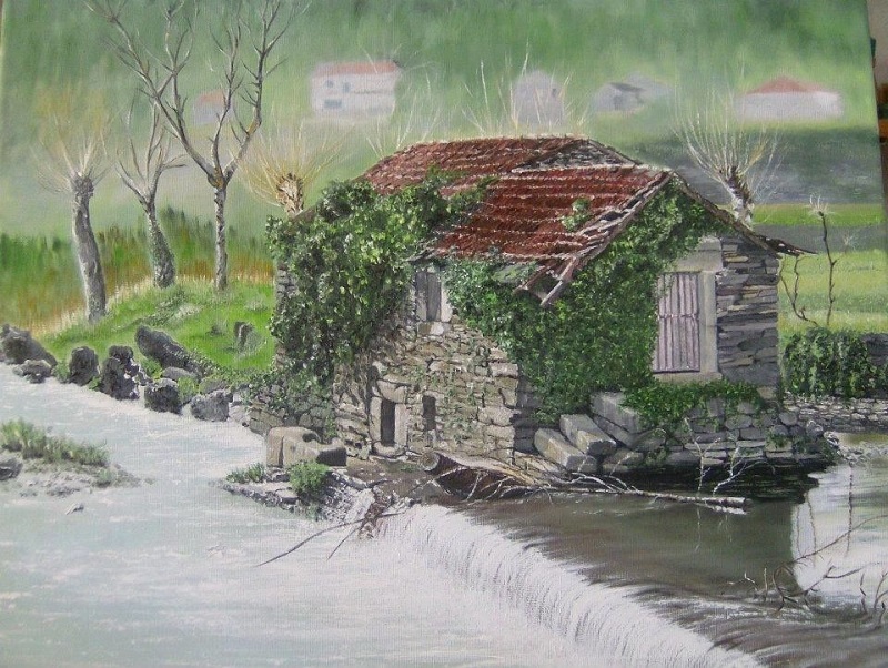 Lukisan Rumah Di Tepi Sungai