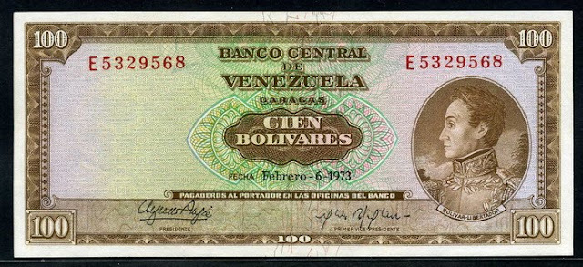 Venezuela money currency 100 Bolivares banknote