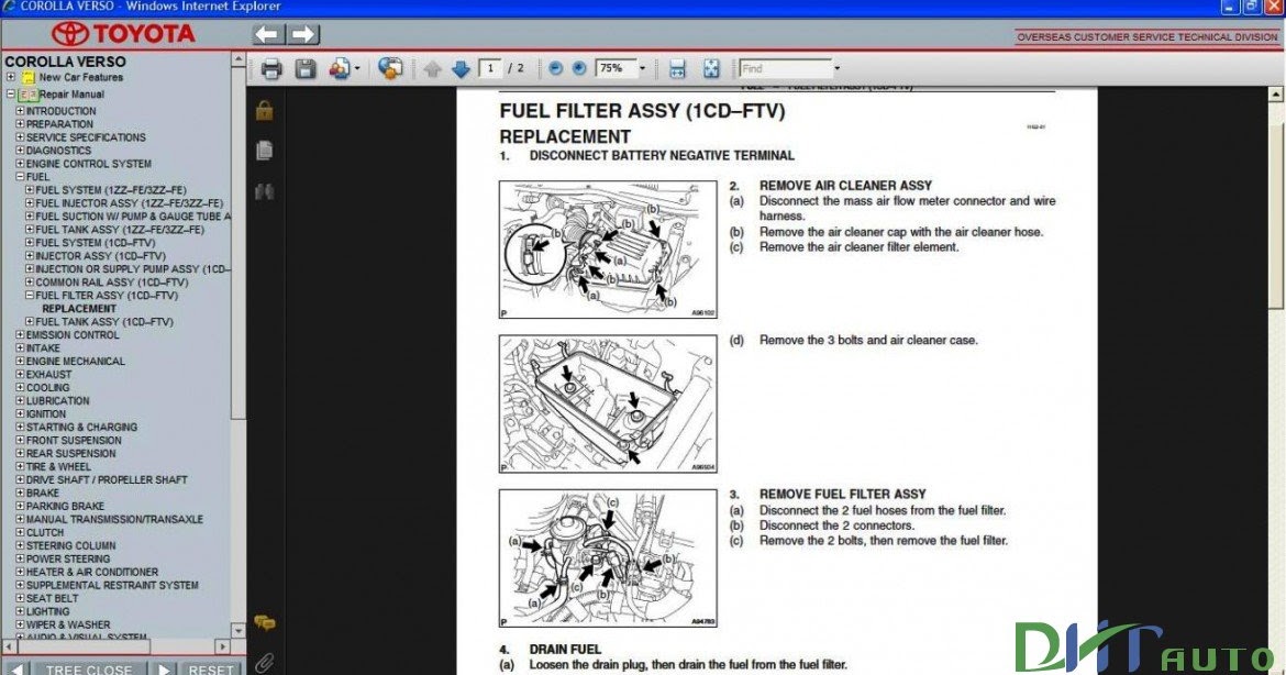 Free Auto Repair Manuals: TOYOTA COROLLA VERSO 2004-2005-2006-2007-2008