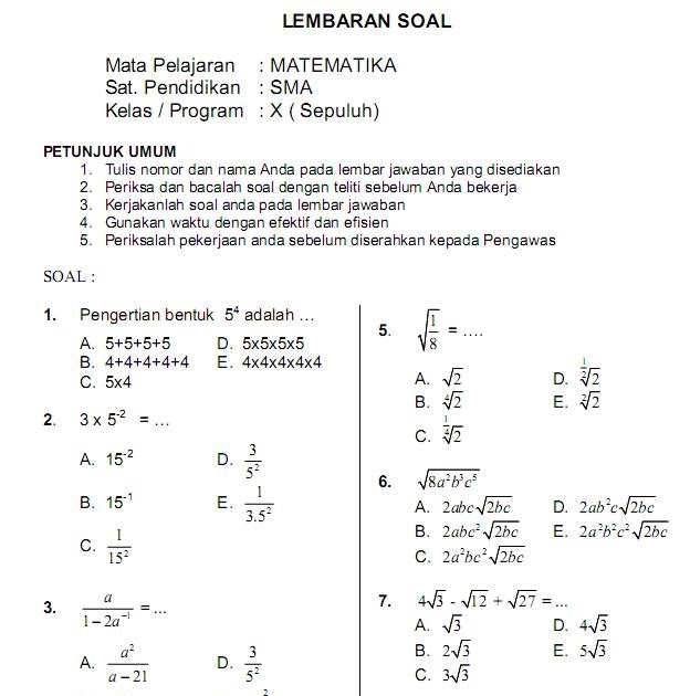 Kumpulan Soal Sat Belajar Online