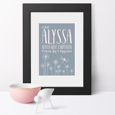 Dandelion personalised meaning of name print in pink, nursery art from PhotoFairytales.co.uk