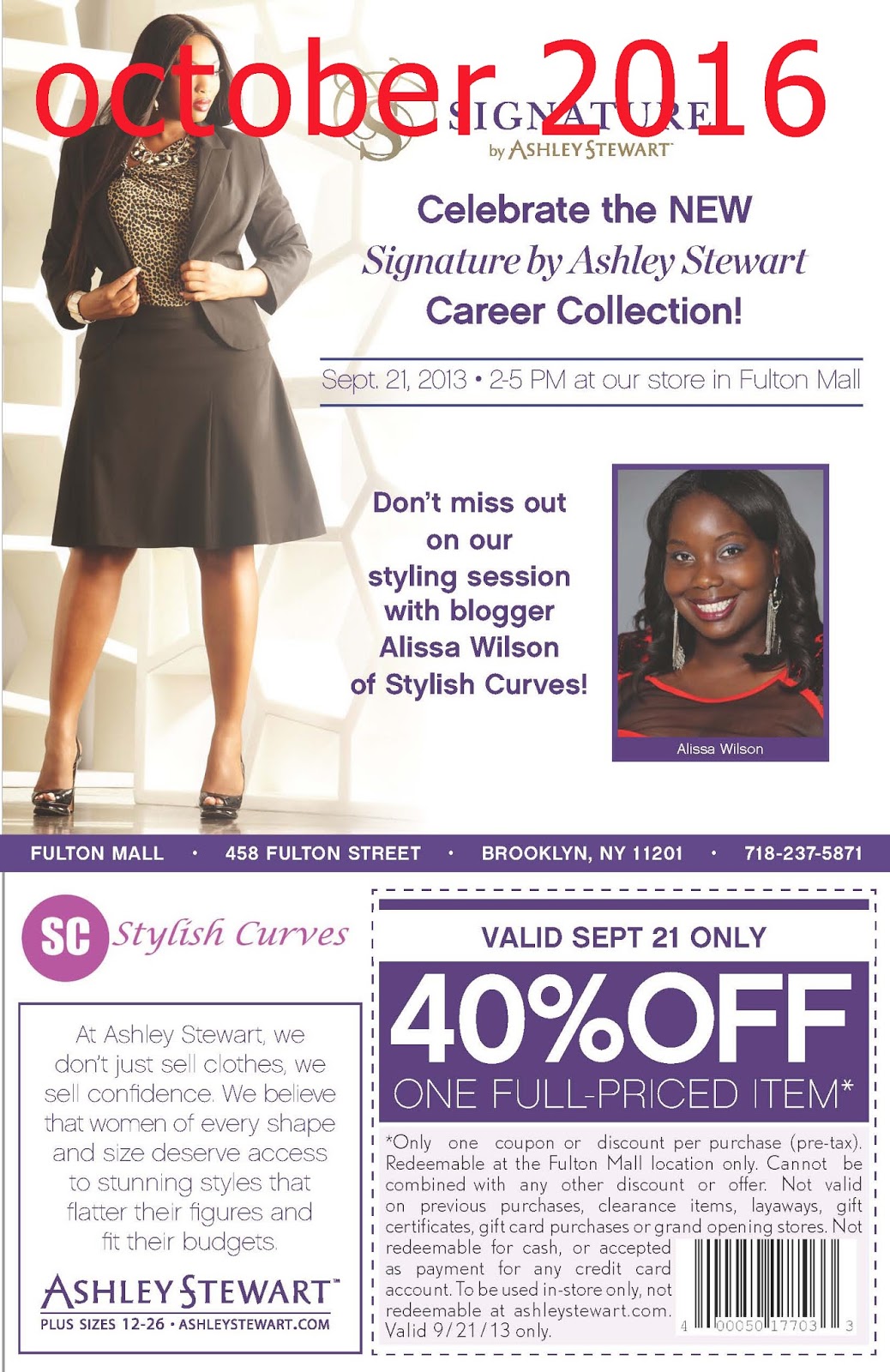 Ashley stewart in store coupons