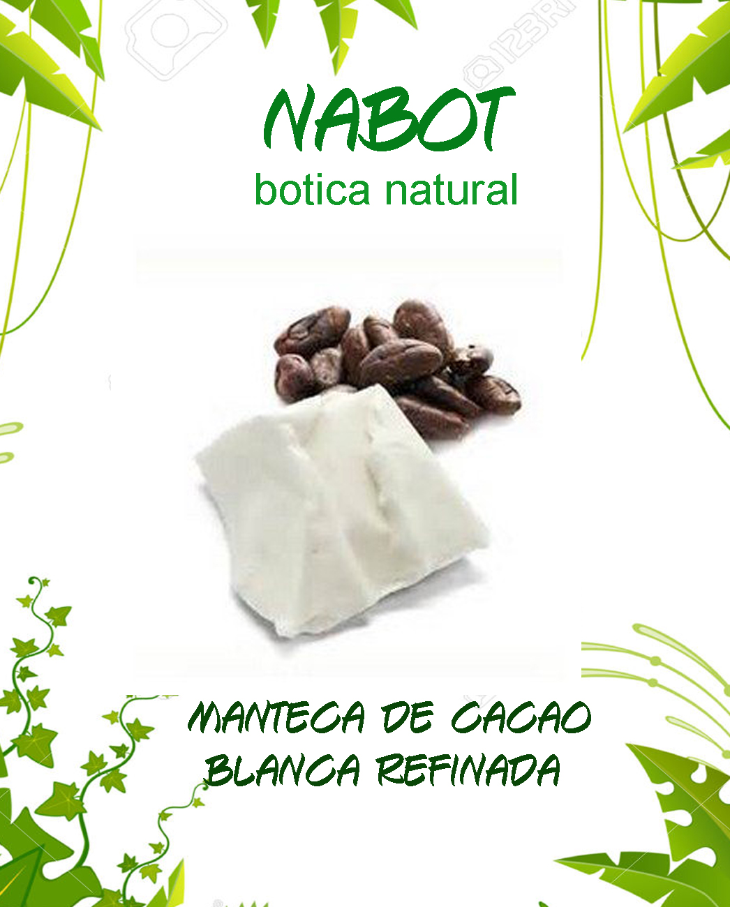 nabot botica natural Manteca de cacao blanca refinada uso cosmetico nabot botica natural Manteca de cacao blanca refinada uso cosmetico