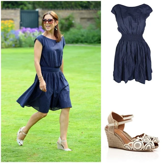 Crown Princess Mary in Rabens Saloner Dress &Tory Burch Shoes