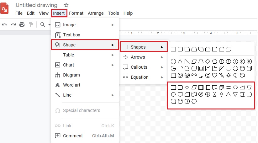 Cara membuat flowchart secara online Insert simbol flowchart google draw