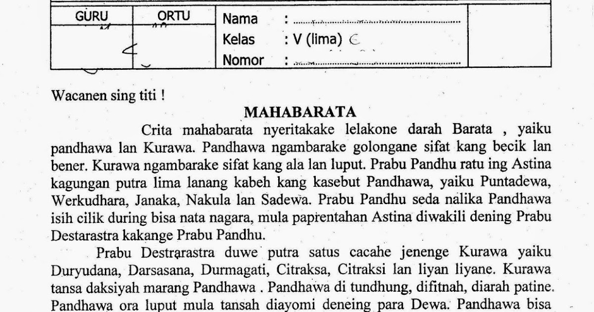 Contoh Soal Bahasa Jawa Teks Narasi - Soal Kelasmu