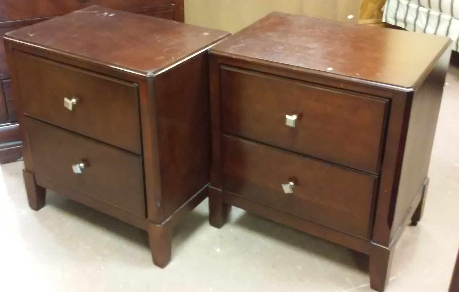 UHURU FURNITURE & COLLECTIBLES SOLD Dark Cherry Dresser w/ Pair of