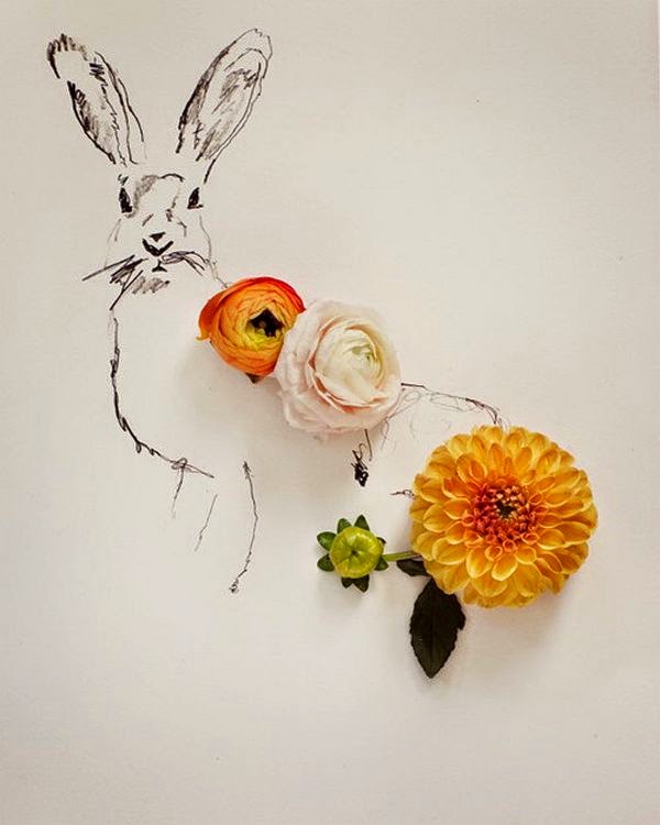 creatividad con tinta y flores hermosas