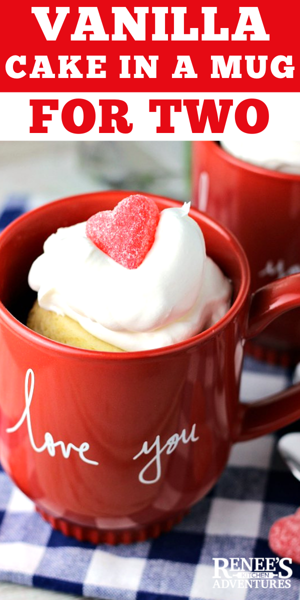 Vanilla Cake in a Mug (for Two) pin for Pinterest