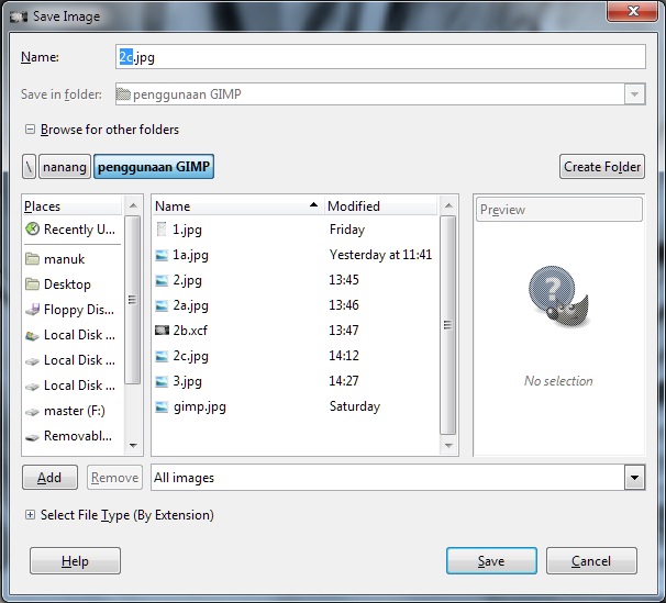 How To Save File in GIMP LIKE READING