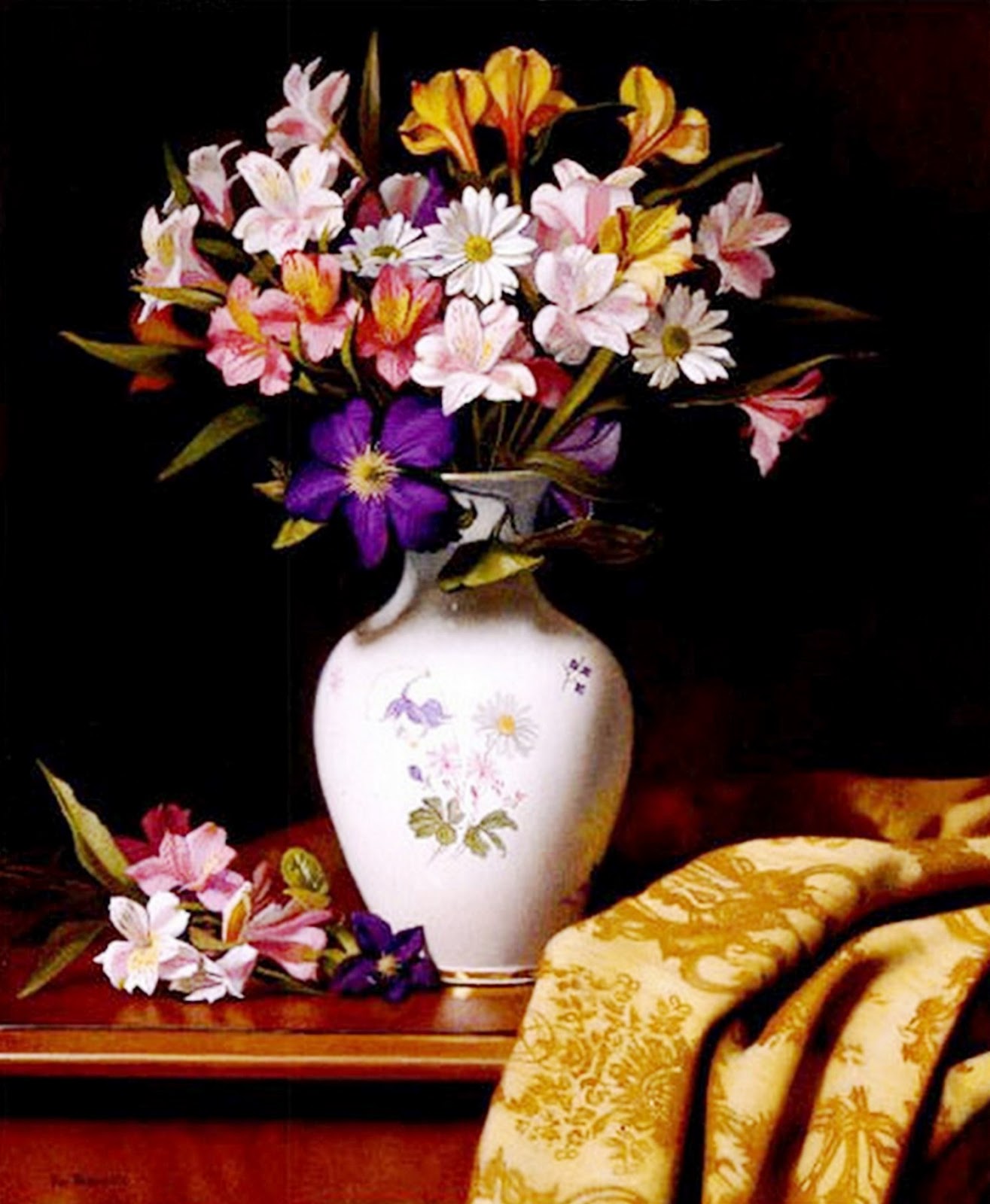 Historia y evolución de la pintura artística Jarrones Decorativos con Flores, Pintura al Óleo