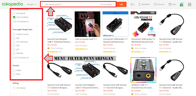 mencari produk yang akan dibeli di tokopedia