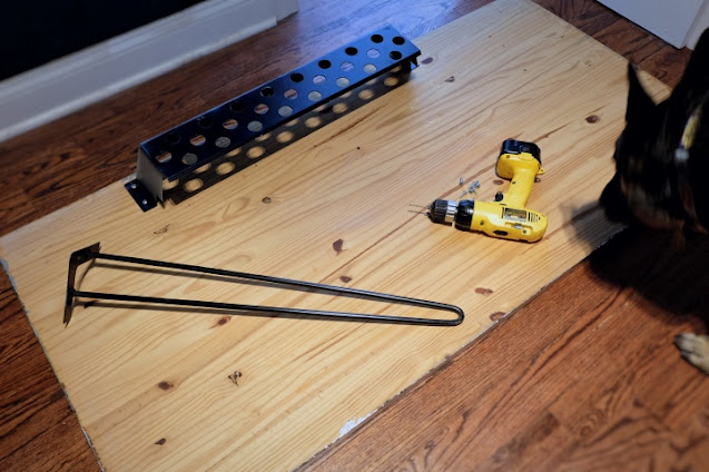 attaching hairpin legs to wood desk top