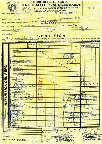 Resultado de imagen para certificados de secundaria PERU