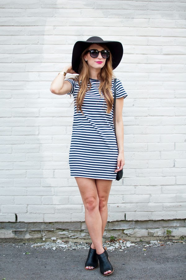 OOTD - Striped T-Shirt Dress | La Petite Noob | A Toronto-Based Fashion ...