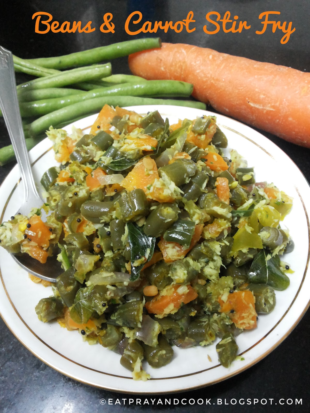 BeansCarrot Poriyal / Green Beans and Carrot Stir Fry