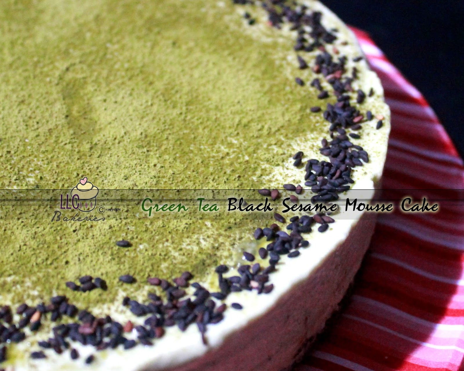 LLC Bakeries Green Tea Black Sesame Mousse Cake
