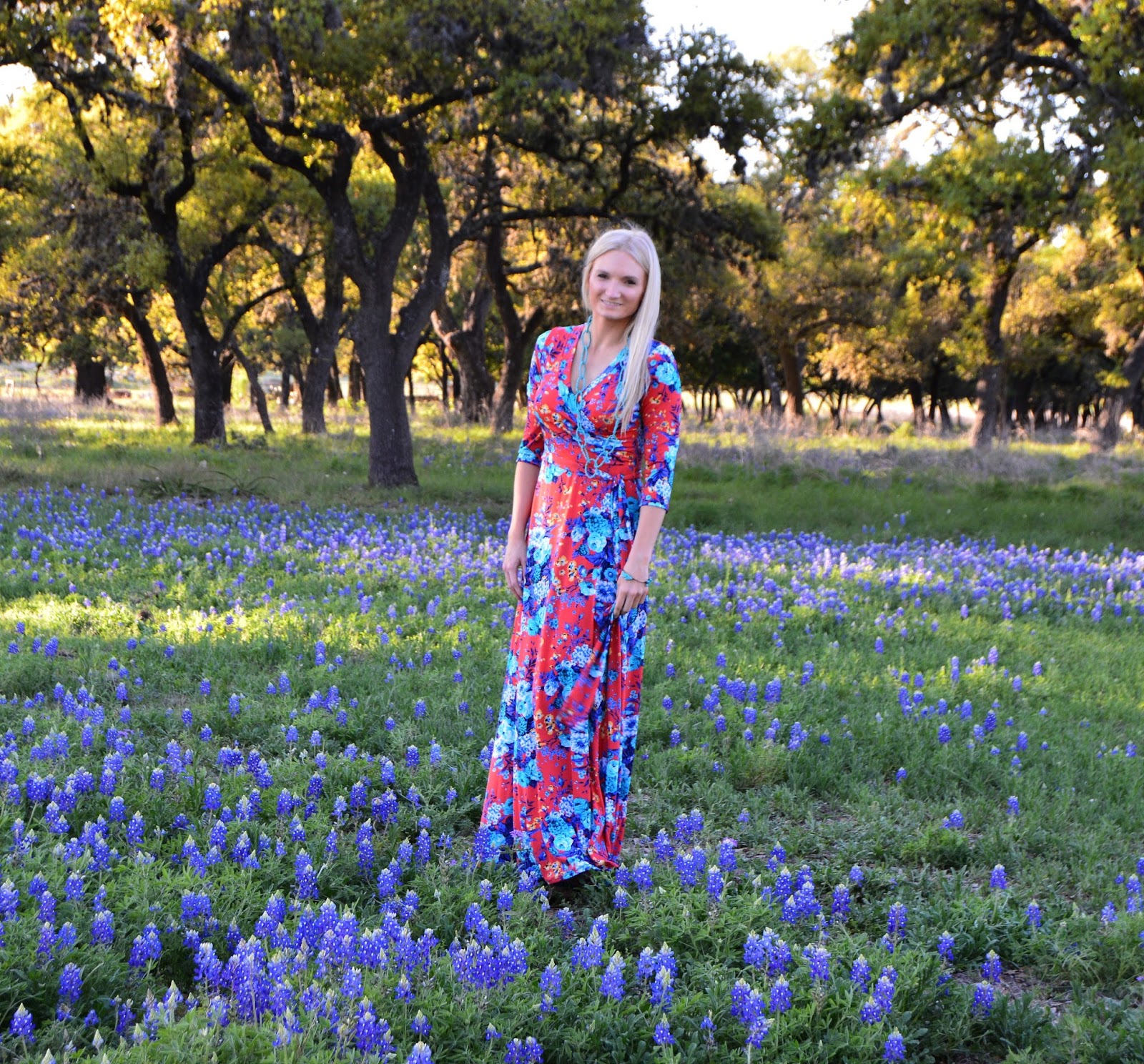 Carefree Blonde Floral Dresses in Fields